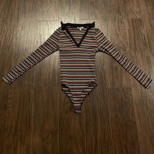 Rainbow And Black Collared Body Suit🌈🖤TRY ON🌈🖤